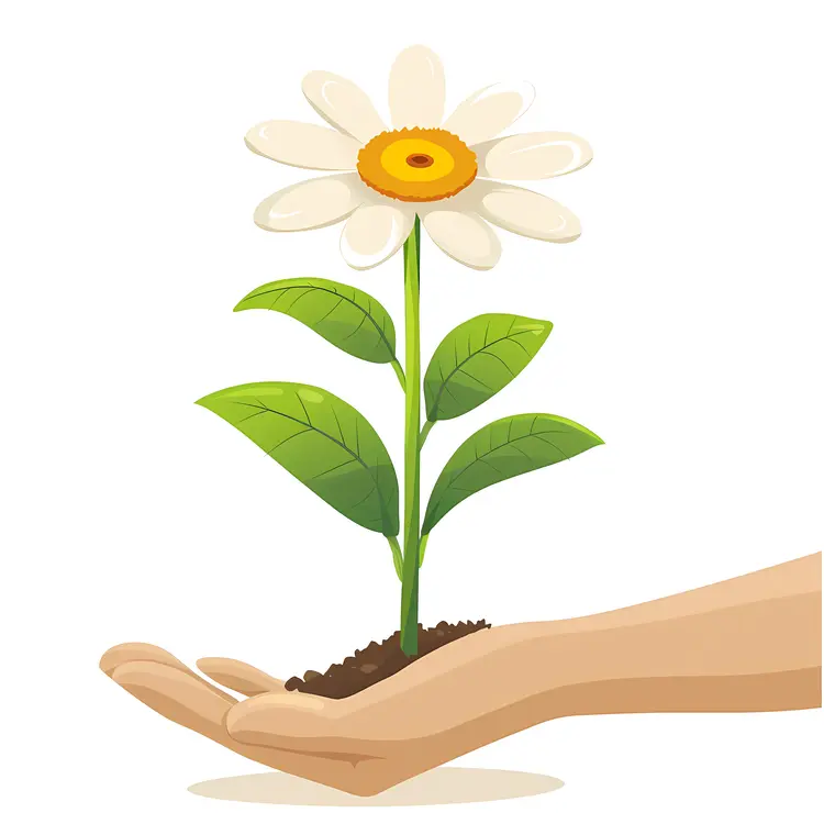 White Daisy in Hands