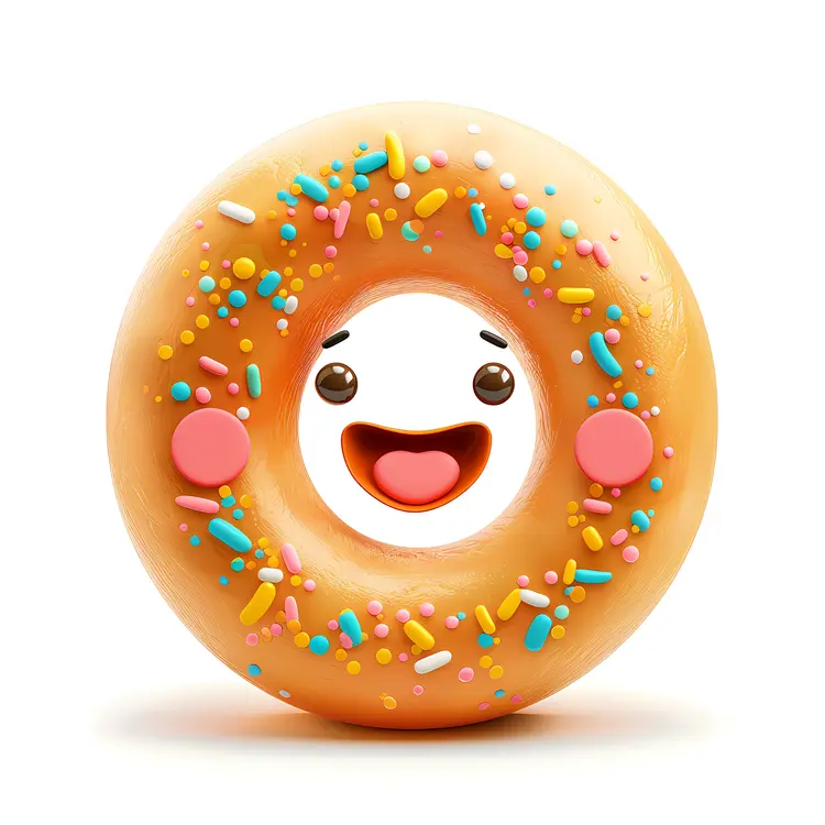 Cute Donut with Sprinkles and Happy Face