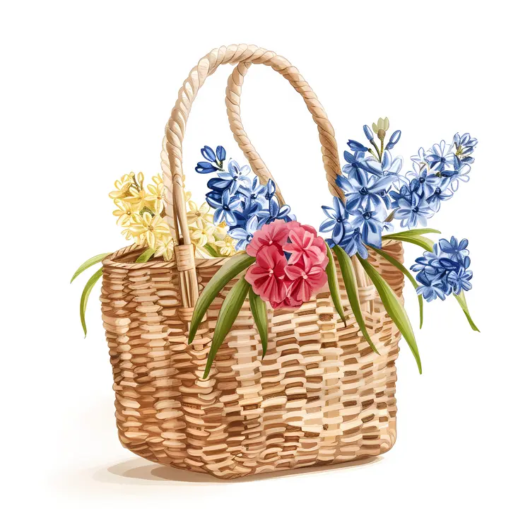 Woven Basket with Flowers