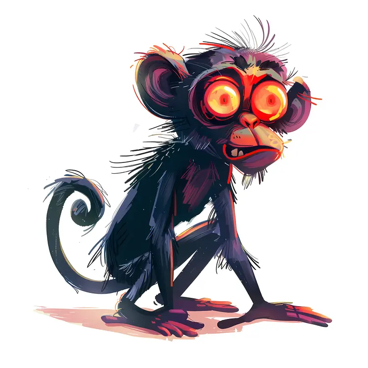 Cartoon Monkey with Glowing Eyes
