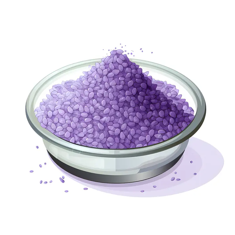 Purple Bath Salts in a Glass Bowl