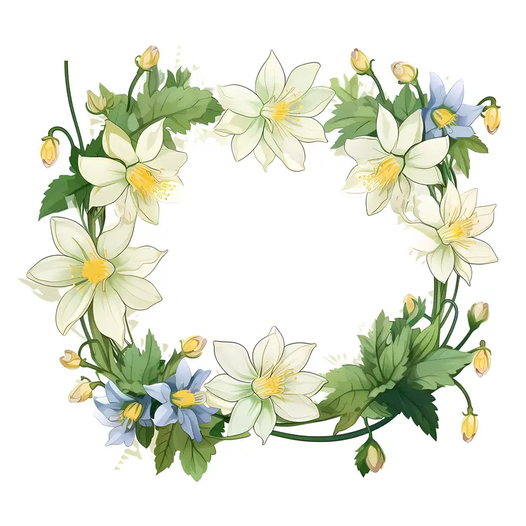 White and Yellow Flowers in a Floral Frame