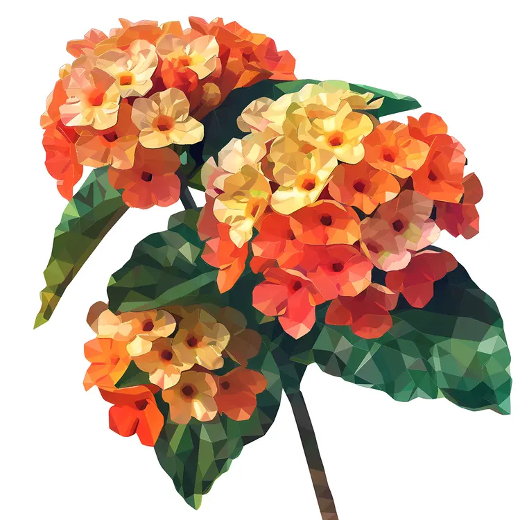 Polygonal Orange Flowers in Full Bloom