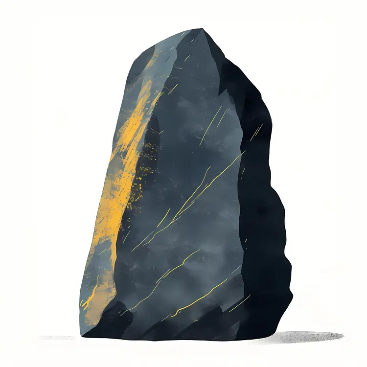 Illustrated Rock with Yellow Streaks