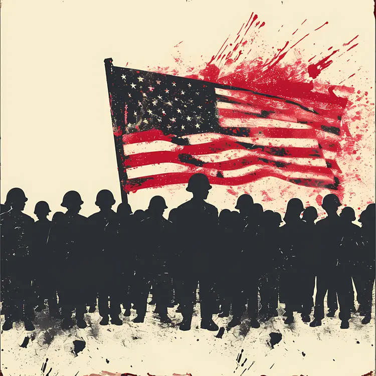Group of People Holding American Flag