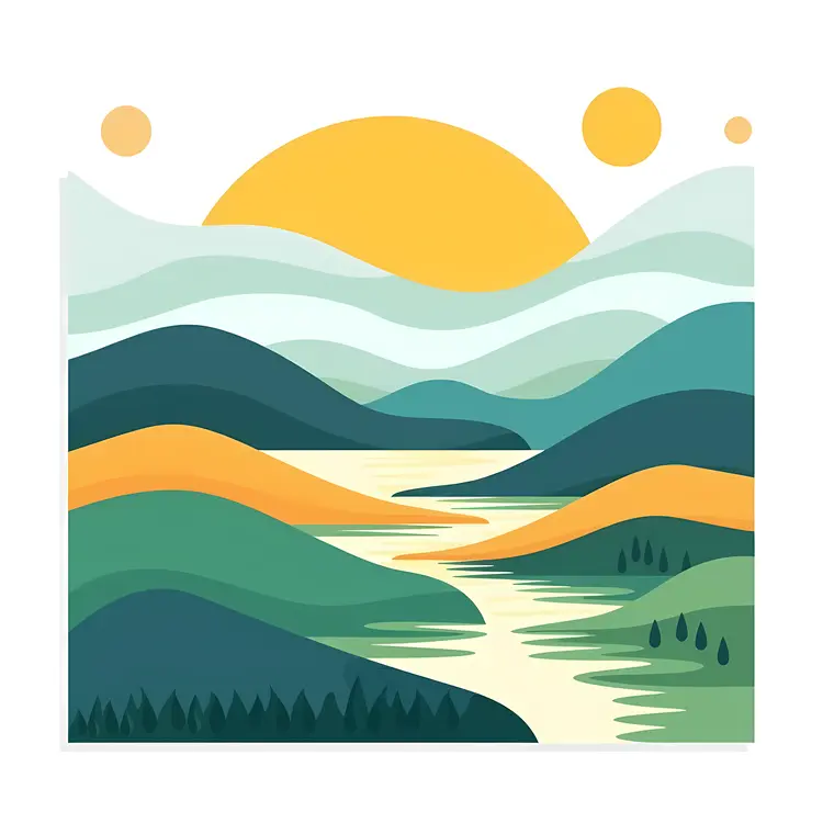 River Flowing Through Mountainous Terrain