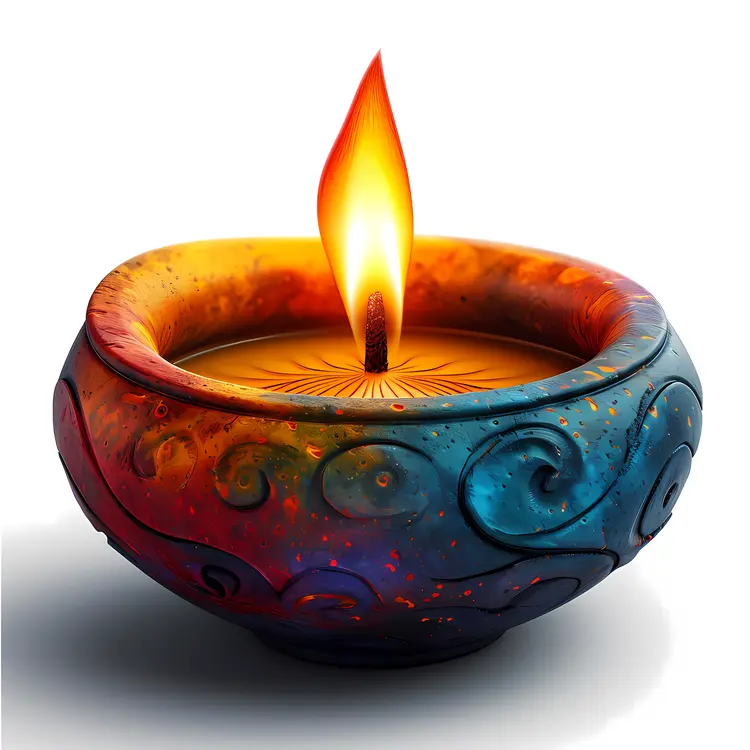 Colorful Decorative Candle with Flame