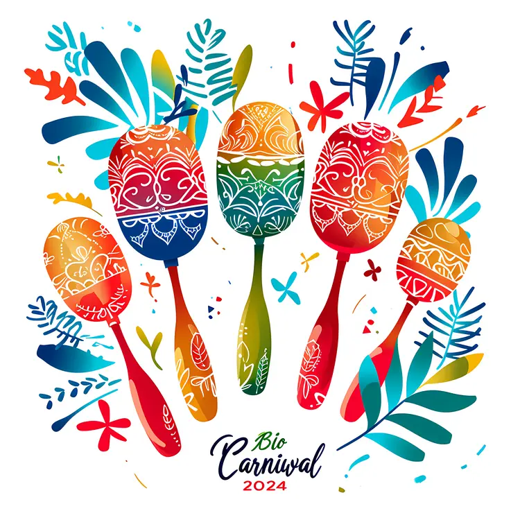 Colorful Maracas for Rio Carnival 2024