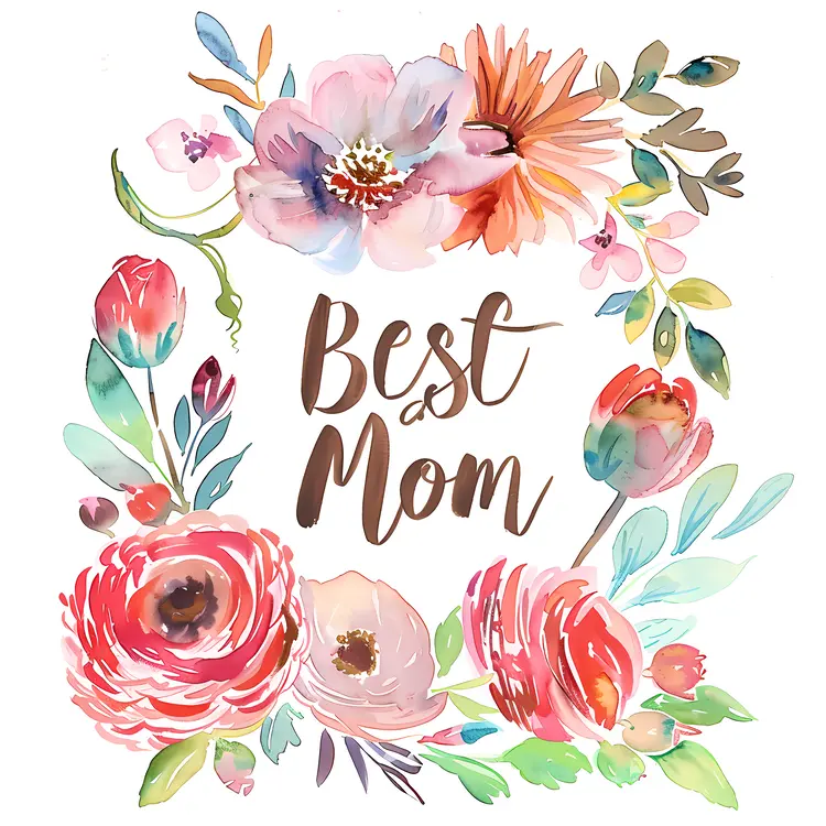 Best Mom Floral Illustration