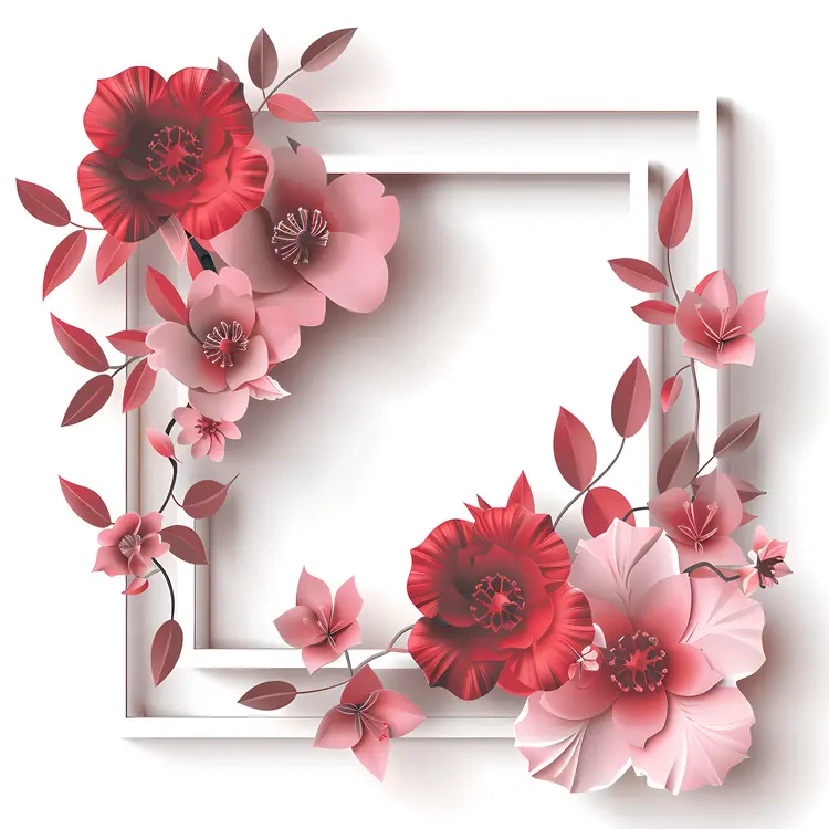 Red and Pink Floral Frame