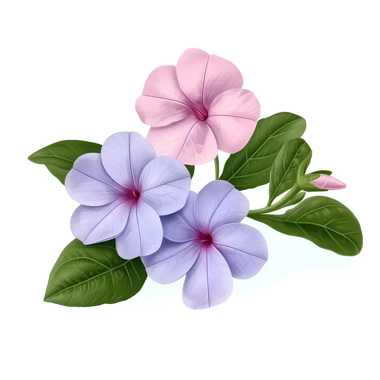 Pink and Purple Flowers with Green Leaves