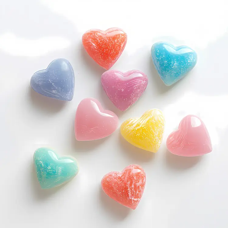Bright Heart-shaped Soaps in Various Colors