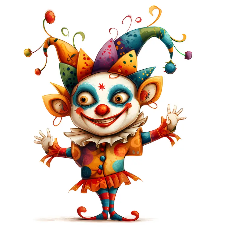 Colorful Jester with Decorative Costume