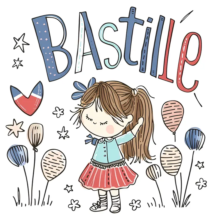 Bastille Day Girl with French Flag