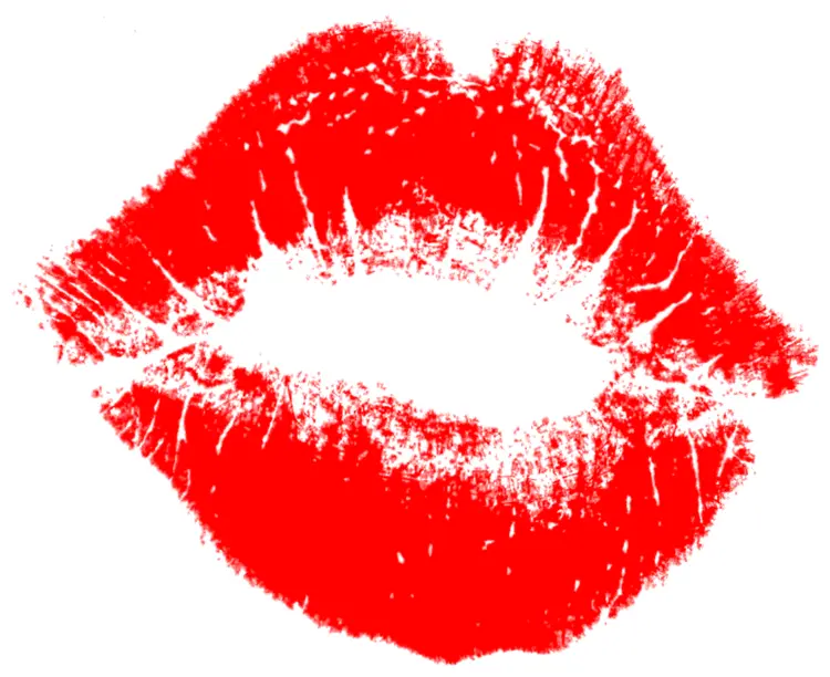 Bright Red Lip Print on Transparent Background