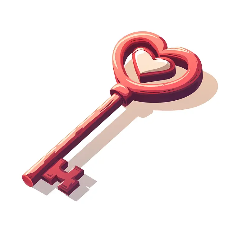 Red Heart Key Illustration