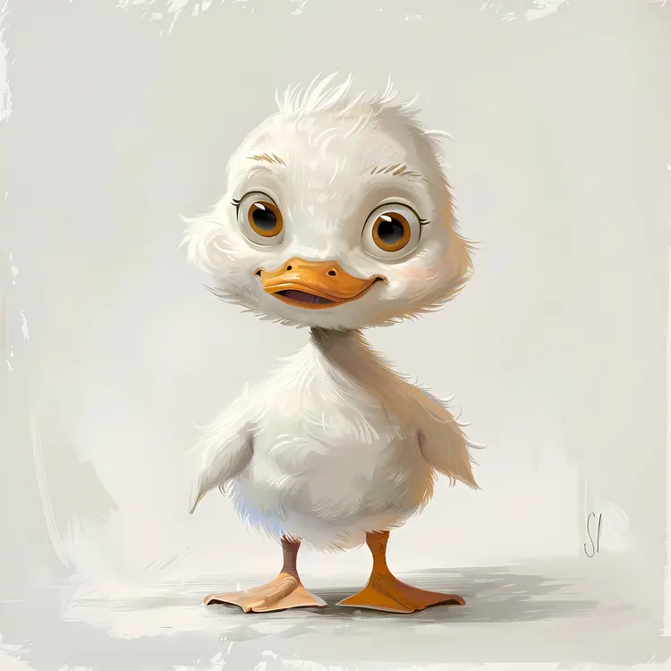 White Duckling with Big Eyes
