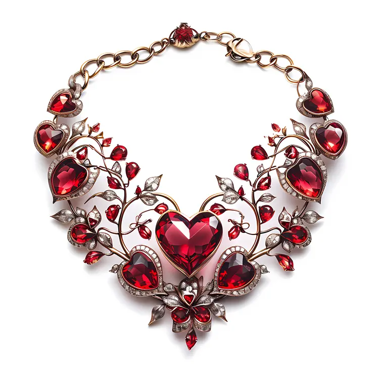 Ornate Red Heart Necklace