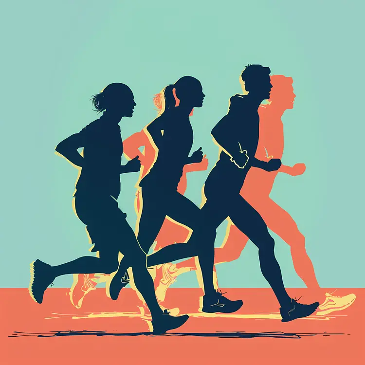 Silhouette of Runners in Motion