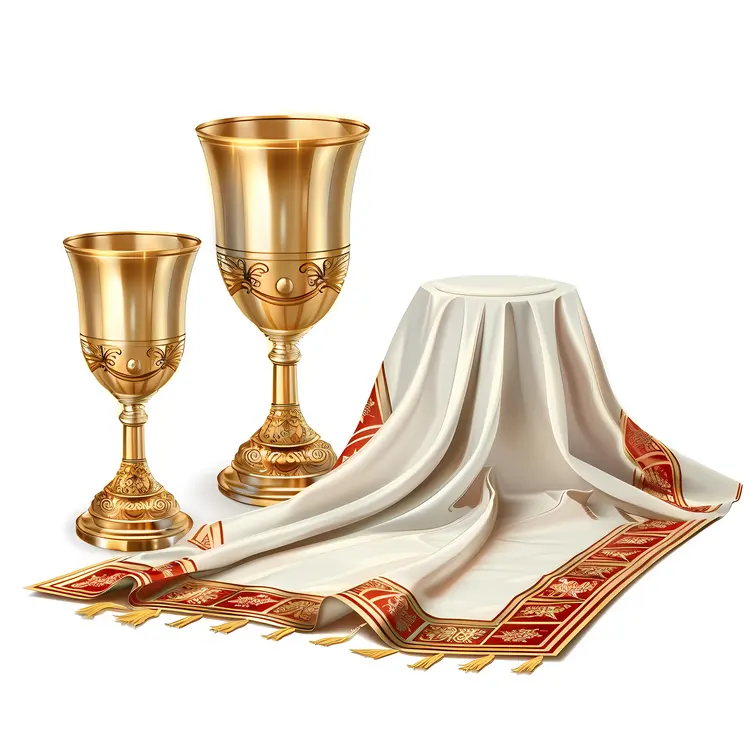 Golden Goblets with White Cloth