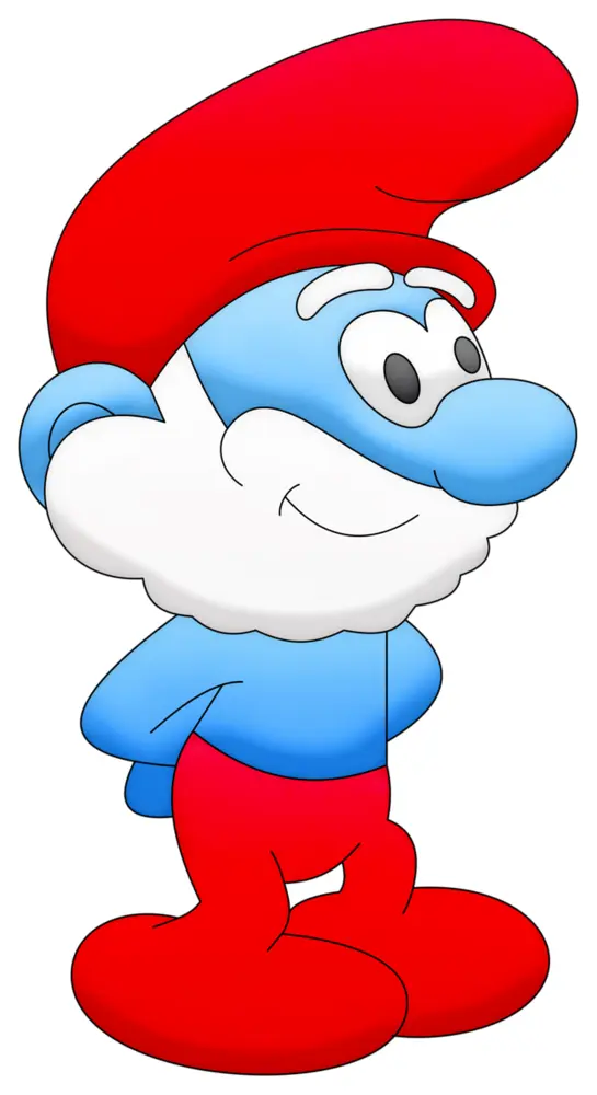 Blue Cartoon Character with Red Hat and Beard