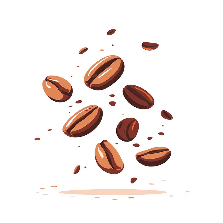 Floating Coffee Beans Illustration