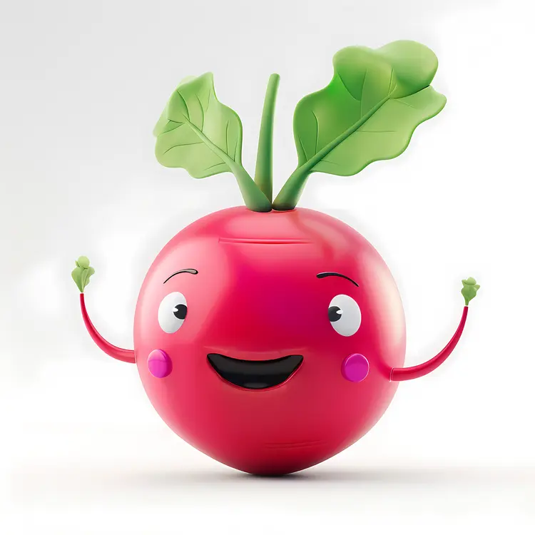 Happy Pink Radish Cartoon