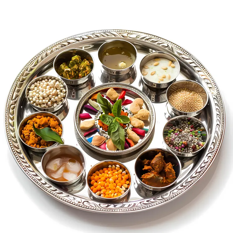 Traditional Indian Thali with Various Dishes