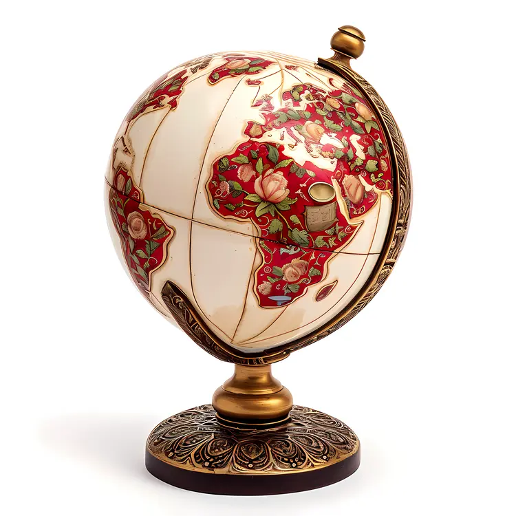 Vintage Floral Globe with Red Flowers
