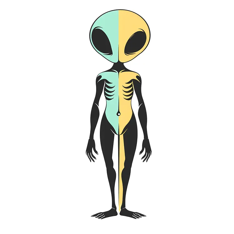 Yellow and Green Alien Character