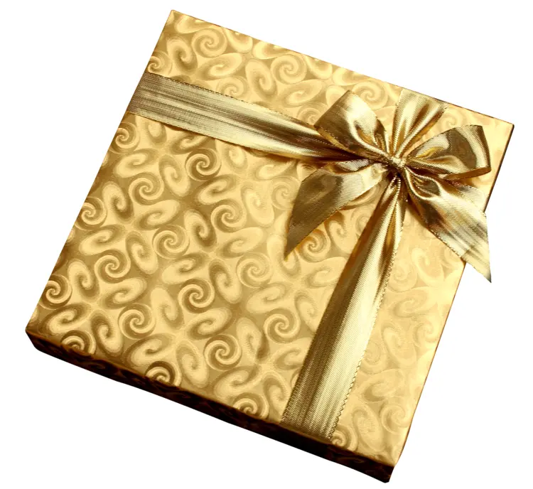 Elegant Gold Gift Box with Ribbon