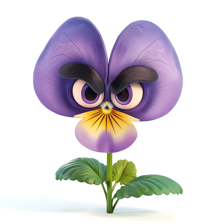 Purple Pansy Flower with Angry Face