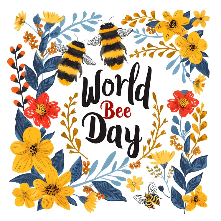 World Bee Day Celebration with Bees and Flowers