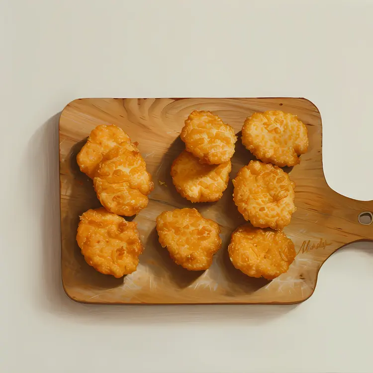 Chicken Nuggets on Wooden Board