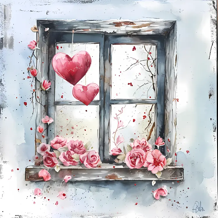 Hearts and Flowers by the Window