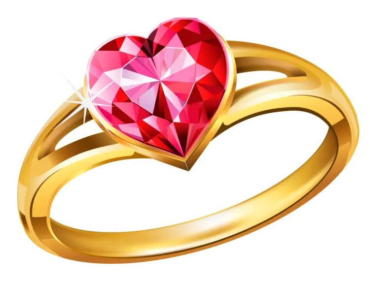 Elegant Gold Ring with Heart-Shaped Gem