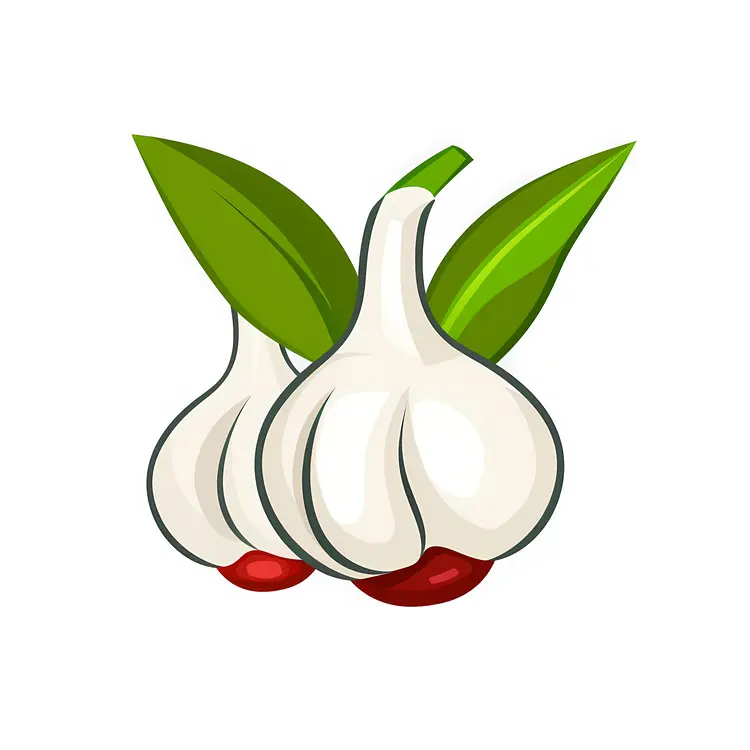 Cartoon Garlic Bulbs with Leaves