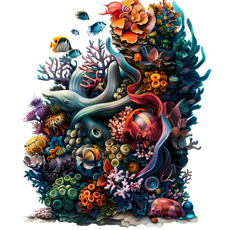 Colorful Coral Reef with Marine Life