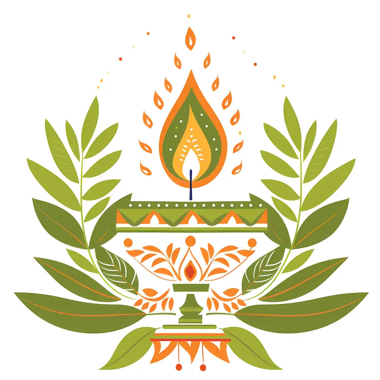 Decorative Oil Lamp with Leaves