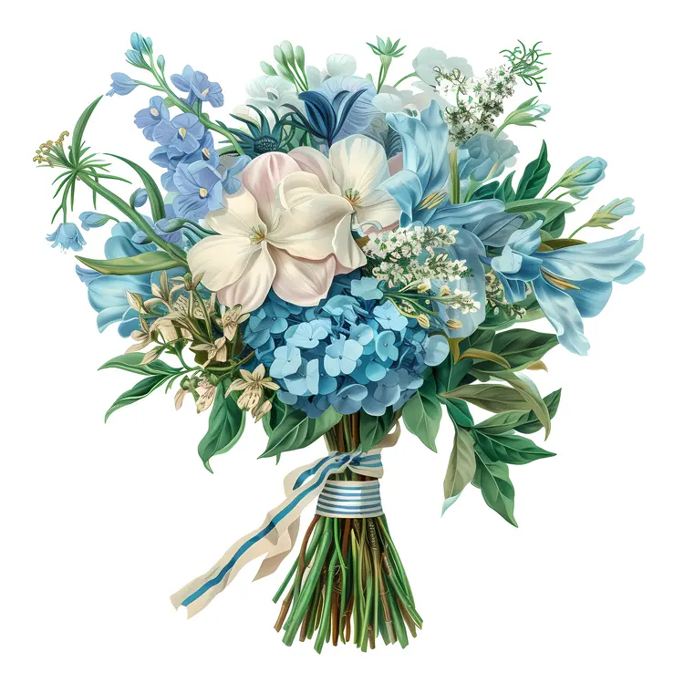 Blue and White Flower Bouquet
