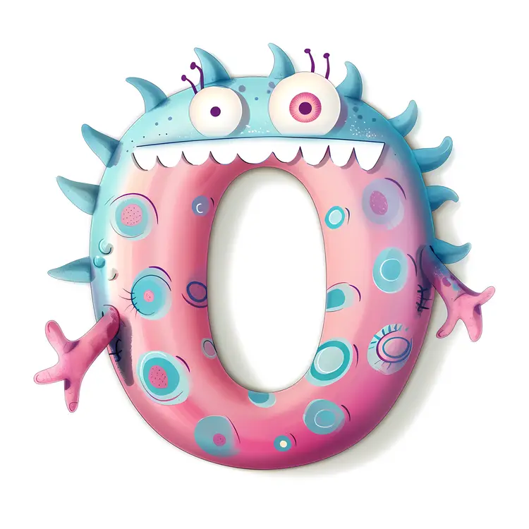 Cute Monster in Letter O Illustration