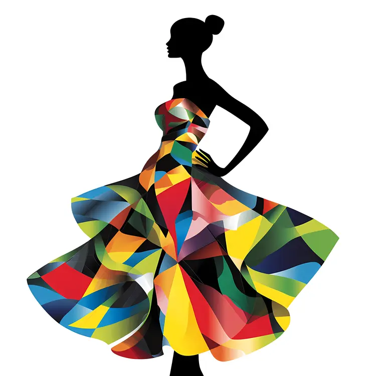 Colorful Silhouette Fashion Dress