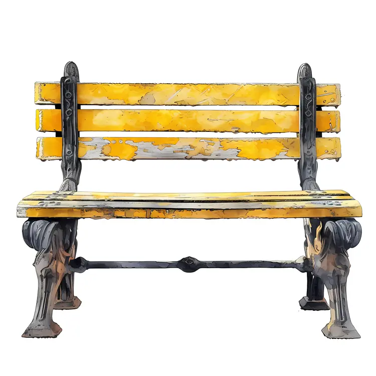 Weathered Yellow Bench Illustration