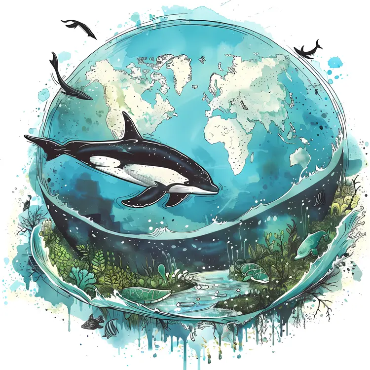 Orca Swimming in the Ocean
