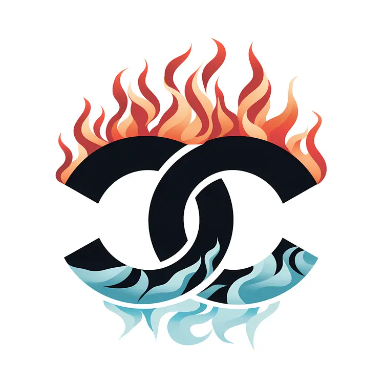 Logo with Fire and Water Elements