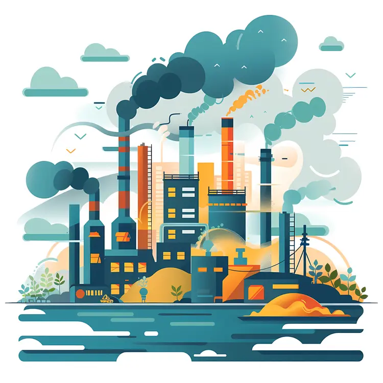 Industrial Factory Emitting Smoke