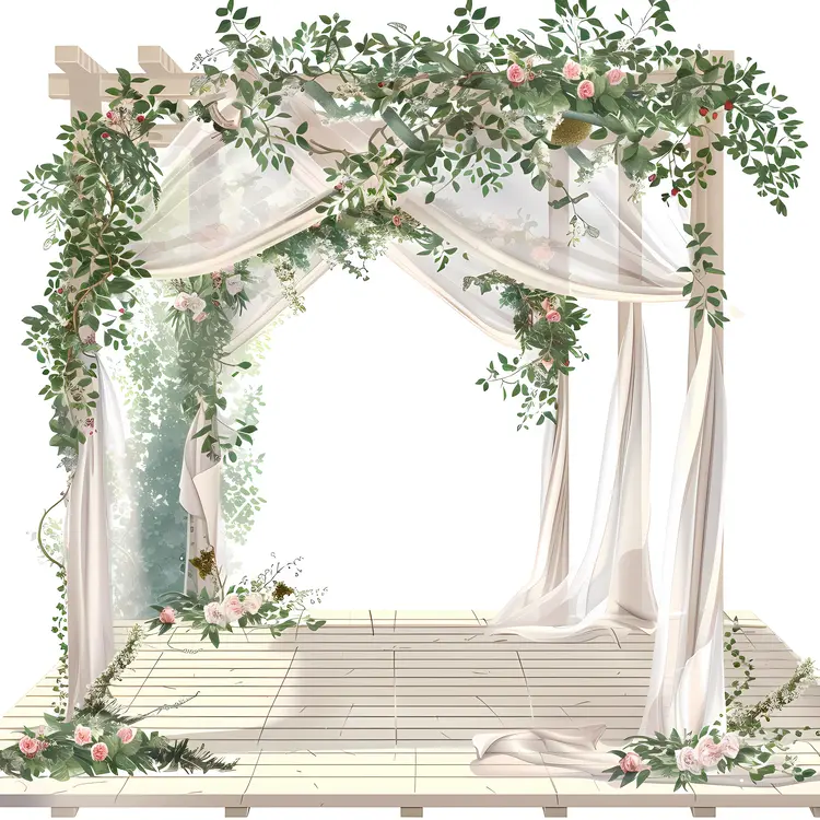 Rustic Wedding Arch with Floral Drapes