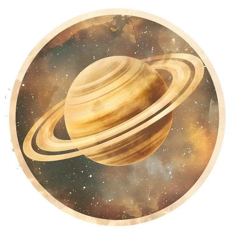 Saturn with Starry Background