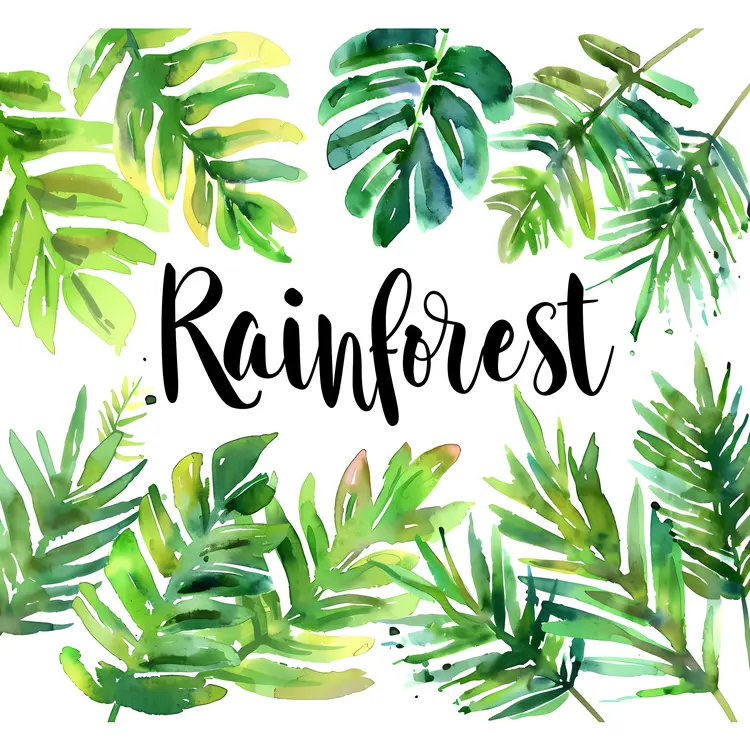 Rainforest Illustration with Green Leaves
