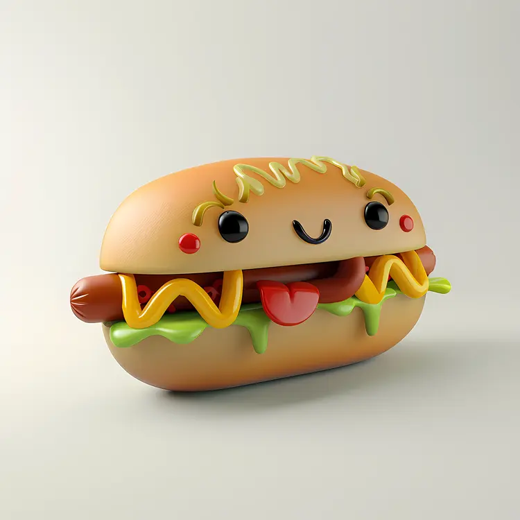 Smiling Hot Dog Cartoon